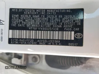 2013 Toyota Camry L with VIN 4T1BF1FK8DU257438, listed as a Copart auction lot 47616795 with Not Provided miles and Non Repairable. Bid and sale history available at DreamBid. Image 13.