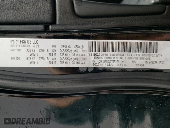 2019 Jeep Grand Cherokee Altitude with VIN 1C4RJEAG6KC763171, listed as a Copart auction lot 51794595 with 52,227 mi miles and Salvage title. Bid and sale history available at DreamBid. Image 14.