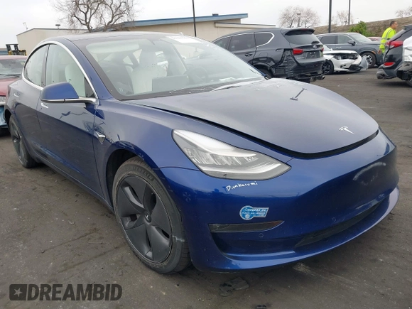 2020 Tesla Model 3 Long Range with VIN 5YJ3E1EB9LF744684, listed as a IAAI auction lot 41805065 with 92,123 mi miles. Bid and sale history available at carsss.com. Image 1.