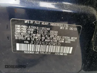 2015 Subaru Impreza Special Sports Premium с VIN JF1GPAY63FH294535, выставлен на аукционе Copart как лот 59798315 с пробегом 24 970 миль миль и Списание • Salvage title. История ставок и продаж доступна на DreamBid. Изображение 12.