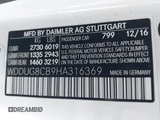 2017 Mercedes-Benz S 550 with VIN WDDUG8CB9HA316369, listed as a IAAI auction lot 41732950 with 76,672 mi miles and . Bid and sale history available at carsss.com. Image 9.