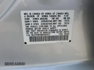 2006 Honda Ridgeline RTS z VIN 2HJYK16436H550371, wystawiony jako Copart lot #59504235 z przebiegiem 275 187 mil mil oraz Szkoda całkowita • Salvage title. Historia ofert i sprzedaży dostępna na DreamBid. Obrazek 12.