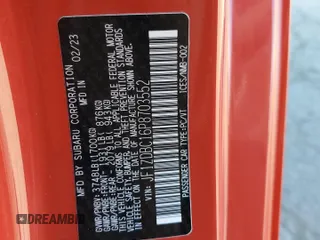 2023 Subaru BRZ Premium с VIN JF1ZDBC16P8703552, выставлен на аукционе Copart как лот 57638605 с пробегом 27 616 миль миль и Списание • Salvage title. История ставок и продаж доступна на DreamBid. Изображение 12.