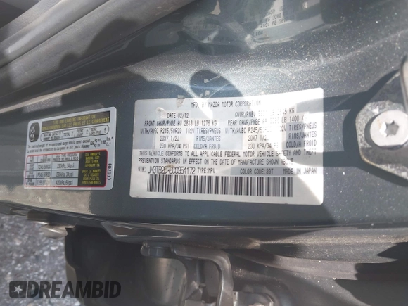 2012 Mazda CX-9 Grand Touring z VIN JM3TB2DA8C0354172, wystawiony jako IAAI lot #42739121 z przebiegiem 208 287 mil mil oraz . Historia ofert i sprzedaży dostępna na DreamBid. Obrazek 9.