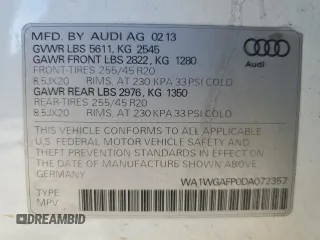2013 Audi Q5 Prestige с VIN WA1WGAFP0DA072357, выставлен на аукционе Copart как лот 86908594 с пробегом 134 564 миль миль и Списание • Salvage title. История ставок и продаж доступна на DreamBid. Изображение 13.