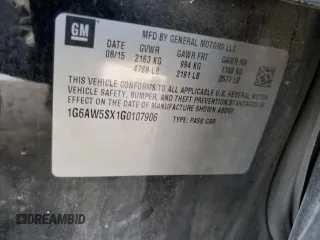 2016 Cadillac CTS AWD with VIN 1G6AW5SX1G0107906, listed as a Copart auction lot 45207585 with 122,244 mi miles and Salvage Title. Bid and sale history available at DreamBid. Image 12.