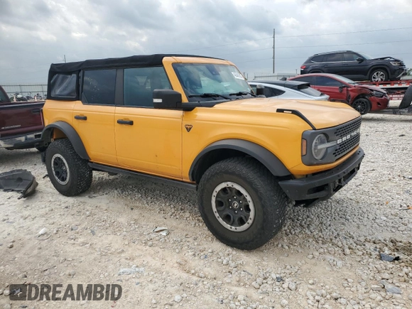2021 Ford Bronco with VIN 1FMEE5DP9MLA93791, listed as a Copart auction lot 49489765 with 58,427 mi miles and Salvage title. Bid and sale history available at DreamBid. Image 4.