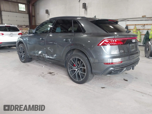 2020 Audi Q8 Premium Plus with VIN WA1EVAF14LD015881, listed as a IAAI auction lot 42646808 with 46,136 mi miles and . Bid and sale history available at DreamBid. Image 3.