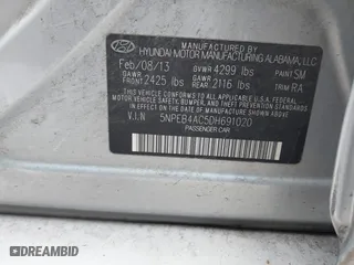 2013 Hyundai Sonata GLS with VIN 5NPEB4AC5DH691020, listed as a IAAI auction lot 41087635 with 78,799 mi miles. Bid and sale history available at carsss.com. Image 9.