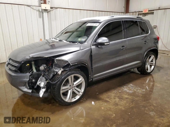 2016 Volkswagen Tiguan R-Line with VIN WVGBV7AX4GW085961, listed as a Copart auction lot 41828715 with 102,369 mi miles and Salvage Title. Bid and sale history available at DreamBid. Image 1.