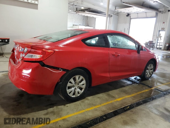 2012 Honda Civic Cpe LX with VIN 2HGFG3B54CH533373, listed as a Copart auction lot 54818905 with 176,232 mi miles and Salvage Title. Bid and sale history available at carsss.com. Image 3.