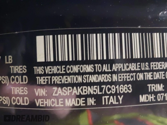 2020 Alfa Romeo Stelvio Ti z VIN ZASPAKBN5L7C91663, wystawiony jako IAAI lot #41816765 z przebiegiem 40 972 mil mil oraz . Historia ofert i sprzedaży dostępna na DreamBid. Obrazek 9.