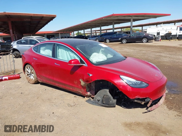 2018 Tesla Model 3 Long Range Battery with VIN 5YJ3E1EA3JF163654, listed as a IAAI auction lot 42193809 with Not Provided miles and . Bid and sale history available at DreamBid. Image 1.