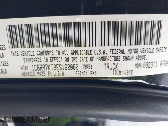 2014 Ram 1500 Express z VIN 1C6RR7KT9ES162080, wystawiony jako IAAI lot #42236759 z przebiegiem 147 216 mil mil oraz . Historia ofert i sprzedaży dostępna na DreamBid. Obrazek 9.