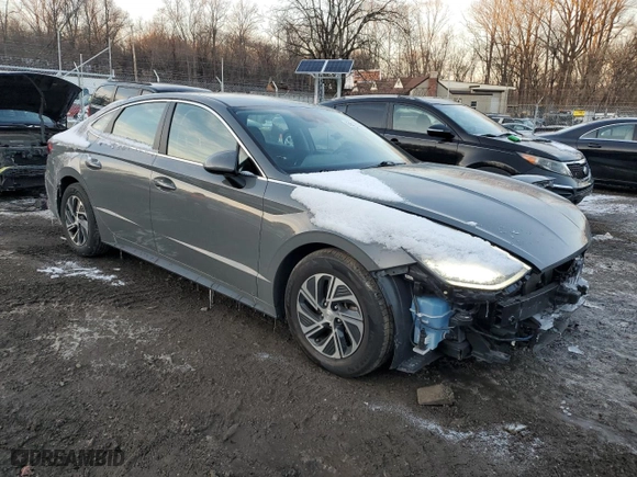 2021 Hyundai Sonata Hybrid Blue with VIN KMHL24JJ9MA035508, listed as a Copart auction lot 85812354 with 48,184 mi miles and Salvage Title. Bid and sale history available at carsss.com. Image 4.