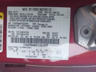 2015 Ford Mustang V6 with VIN 1FA6P8AM6F5365449, listed as a IAAI auction lot 42406653 with 54,662 mi miles and . Bid and sale history available at DreamBid. Image 9.