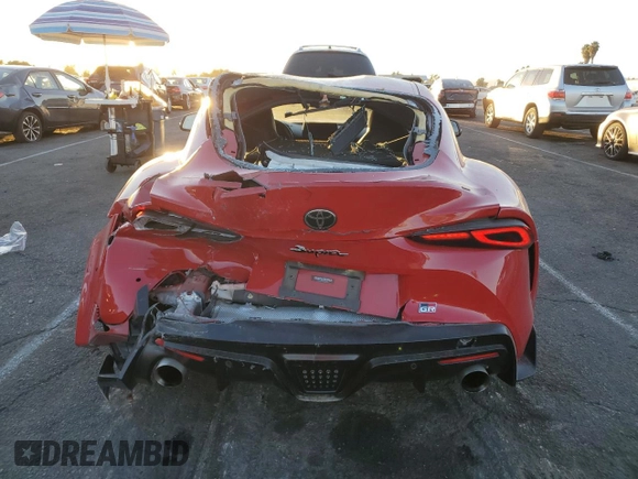 2021 Toyota GR Supra 3.0 with VIN WZ1DB0C02MW042357, listed as a Copart auction lot 79090214 with 29,215 mi miles and Salvage Title. Bid and sale history available at carsss.com. Image 6.
