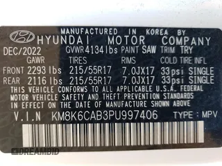 2023 Hyundai Kona SEL with VIN KM8K6CAB3PU997406, listed as a Copart auction lot 51637595 with 51,217 mi miles and Salvage Title. Bid and sale history available at DreamBid. Image 13.