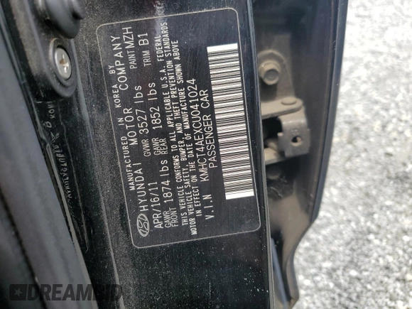 2012 Hyundai Accent GLS z VIN KMHCT4AEXCU041024, wystawiony jako Copart lot #54057455 z przebiegiem 219 530 mil mil oraz Szkody całkowita. Historia ofert i sprzedaży dostępna na DreamBid. Obrazek 12.