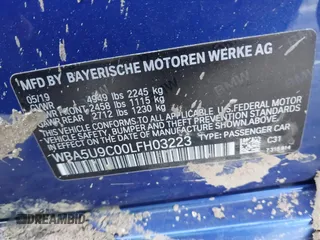 2020 BMW 3 Series M340i xDrive with VIN WBA5U9C00LFH03223, listed as a IAAI auction lot 41020498 with 58,775 mi miles and . Bid and sale history available at DreamBid. Image 9.