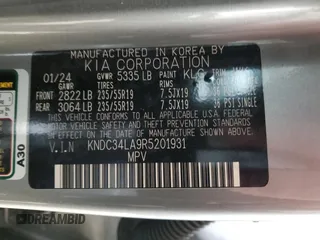 2024 Kia EV6 Wind with VIN KNDC34LA9R5201931, listed as a Copart auction lot 53256775 with 13,062 mi miles and Clean Title. Bid and sale history available at carsss.com. Image 14.
