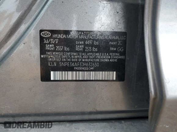 2018 Hyundai Sonata SEL with VIN 5NPE34AF3JH632650, listed as a Copart auction lot 54049745 with 96,756 mi miles and Salvage Title. Bid and sale history available at DreamBid. Image 13.