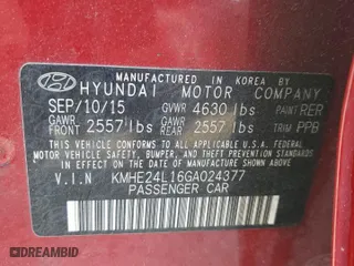 2016 Hyundai Sonata Hybrid SE with VIN KMHE24L16GA024377, listed as a Copart auction lot 44465865 with 0 mi miles and Salvage Title. Bid and sale history available at carsss.com. Image 15.