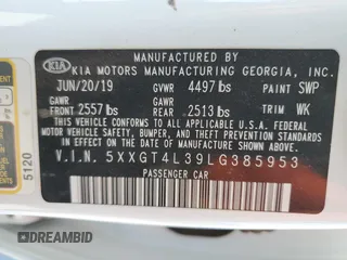 2020 Kia Optima LX z VIN 5XXGT4L39LG385953, wystawiony jako Copart lot #55339875 z przebiegiem 101 663 mil mil oraz Szkoda całkowita • Salvage title. Historia ofert i sprzedaży dostępna na DreamBid. Obrazek 12.