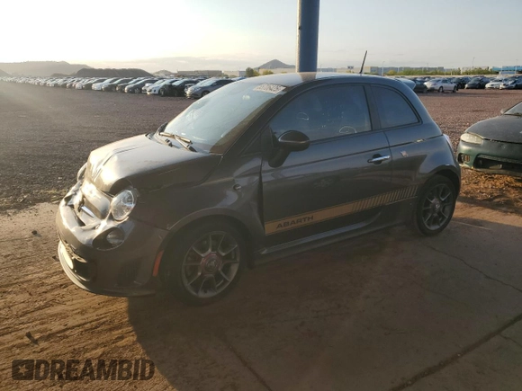 2015 FIAT 500 Abarth with VIN 3C3CFFFHXFT597430, listed as a Copart auction lot 55706425 with 67,026 mi miles and Salvage title. Bid and sale history available at DreamBid. Image 1.