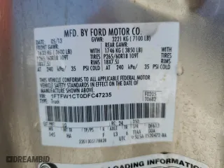2013 Ford F-150 XL with VIN 1FTFW1CT0DFC47235, listed as a Copart auction lot 49173535 with 268,294 mi miles and Salvage Title. Bid and sale history available at carsss.com. Image 12.