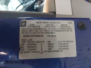 2007 Chevrolet Equinox LT z VIN 2CNDL73F376040197, wystawiony jako IAAI lot #42090400 z przebiegiem 199 497 mil mil oraz . Historia ofert i sprzedaży dostępna na DreamBid. Obrazek 9.