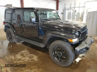 2023 Jeep Wrangler Sahara with VIN 1C4HJXEG3PW595576, listed as a Copart auction lot 64681745 with 32,843 mi miles and Salvage title. Bid and sale history available at DreamBid. Image 4.