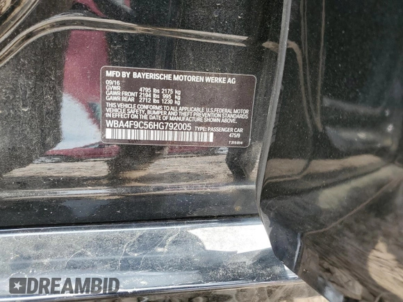 2017 BMW 4 Series 430i xDrive with VIN WBA4F9C56HG792005, listed as a Copart auction lot 59669735 with Not provided miles and Salvage title. Bid and sale history available at DreamBid. Image 13.