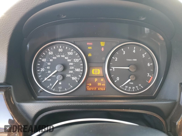 2007 BMW 3 Series 328i with VIN WBAVC53537FZ74075, listed as a Copart auction lot 52943835 with 107,117 mi miles and Salvage Title. Bid and sale history available at carsss.com. Image 9.