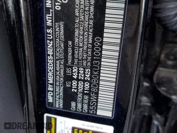 2019 Mercedes-Benz C 300 z VIN 55SWF8DB0KU310090, wystawiony jako Copart lot #78418004 z przebiegiem 123 227 mil mil oraz Szkoda całkowita • Salvage title. Historia ofert i sprzedaży dostępna na DreamBid. Obrazek 15.