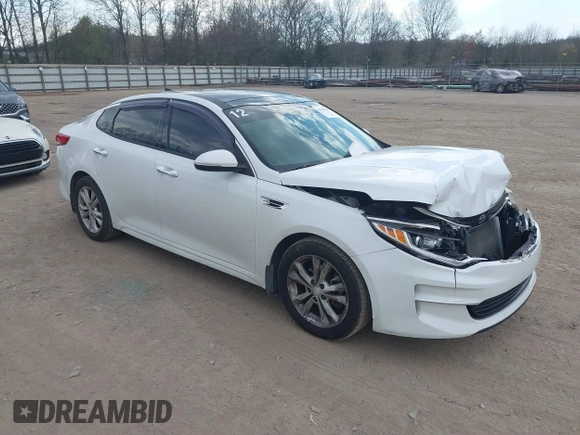 2018 Kia Optima EX with VIN 5XXGU4L3XJG246523, listed as a IAAI auction lot 41904668 with 104,767 mi miles and . Bid and sale history available at carsss.com. Image 1.