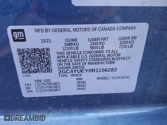 2024 Chevrolet Silverado 3500HD LTZ with VIN 2GC4YUEY0R1156282, listed as a Copart auction lot 74237994 with 13,164 mi miles and Salvage Title. Bid and sale history available at carsss.com. Image 13.