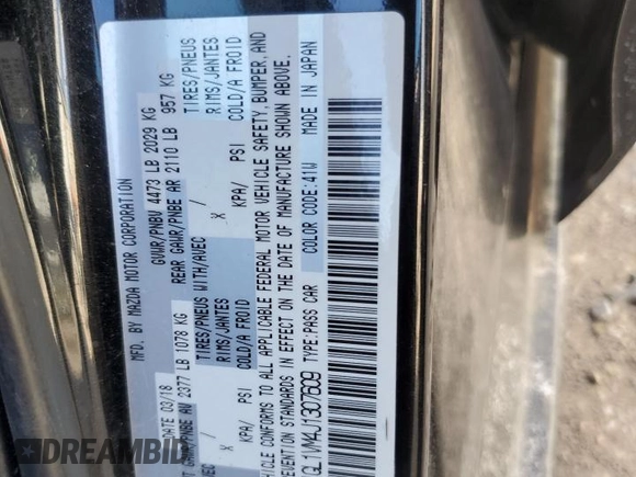 2018 Mazda 6 Touring with VIN JM1GL1VM4J1307609, listed as a Copart auction lot 44361415 with 88,650 mi miles and Salvage Title. Bid and sale history available at DreamBid. Image 14.