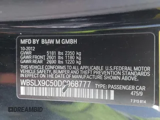 2013 BMW M6 z VIN WBSLX9C50DC968777, wystawiony jako IAAI lot #41966918 z przebiegiem 113 458 mil mil oraz . Historia ofert i sprzedaży dostępna na DreamBid. Obrazek 9.