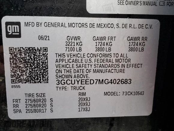 2021 Chevrolet Silverado 1500 RST with VIN 3GCUYEED7MG402683, listed as a Copart auction lot 84544154 with 48,655 mi miles and Salvage Title. Bid and sale history available at carsss.com. Image 12.