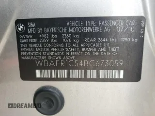 2011 BMW 5 Series 528i with VIN WBAFR1C54BC673059, listed as a Copart auction lot 54272525 with 127,771 mi miles and Clean Title. Bid and sale history available at carsss.com. Image 12.