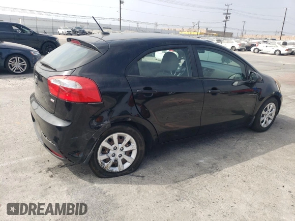 2014 Kia Rio LX with VIN KNADM5A35E6409088, listed as a Copart auction lot 75004804 with 111,664 mi miles and Salvage Title. Bid and sale history available at carsss.com. Image 3.