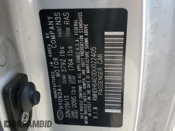 2013 Hyundai Elantra Coupe GS PZEV with VIN KMHDH6AE0DU022405, listed as a Copart auction lot 76497474 with 64,249 mi miles and Salvage Title. Bid and sale history available at carsss.com. Image 12.