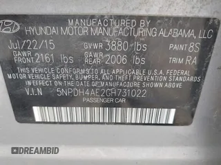 2016 Hyundai Elantra SE with VIN 5NPDH4AE2GH731022, listed as a IAAI auction lot 42473510 with 112,360 mi miles and . Bid and sale history available at DreamBid. Image 9.