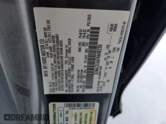 2015 Lincoln MKZ Hybrid with VIN 3LN6L2LU6FR608220, listed as a Copart auction lot 45804015 with 164,676 mi miles and Salvage Title. Bid and sale history available at DreamBid. Image 12.