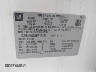 2015 Chevrolet Suburban LTZ with VIN 1GNSKKKC5FR127201, listed as a IAAI auction lot 41706562 with 151,644 mi miles and . Bid and sale history available at DreamBid. Image 9.