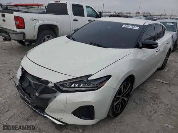 2022 Nissan Maxima SV with VIN 1N4AA6CV1NC504287, listed as a Copart auction lot 84907584 with 45,371 mi miles and Salvage Title. Bid and sale history available at carsss.com. Image 1.