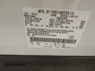 2017 Ford Explorer Platinum с VIN 1FM5K8HT9HGA78465, выставлен на аукционе IAAI как лот 41839665 с пробегом 87 937 миль миль и . История ставок и продаж доступна на DreamBid. Изображение 9.