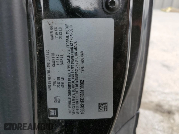 2011 Cadillac CTS Premium with VIN 1G6DS1ED8B0108062, listed as a Copart auction lot 48859365 with 128,965 mi miles and Salvage title. Bid and sale history available at DreamBid. Image 12.
