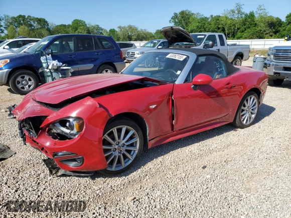 2019 FIAT 124 Spider Lusso z VIN JC1NFAEKXK0143574, wystawiony jako Copart lot #53062155 z przebiegiem 45 633 mil mil oraz Szkoda całkowita • Salvage title. Historia ofert i sprzedaży dostępna na DreamBid. Obrazek 1.